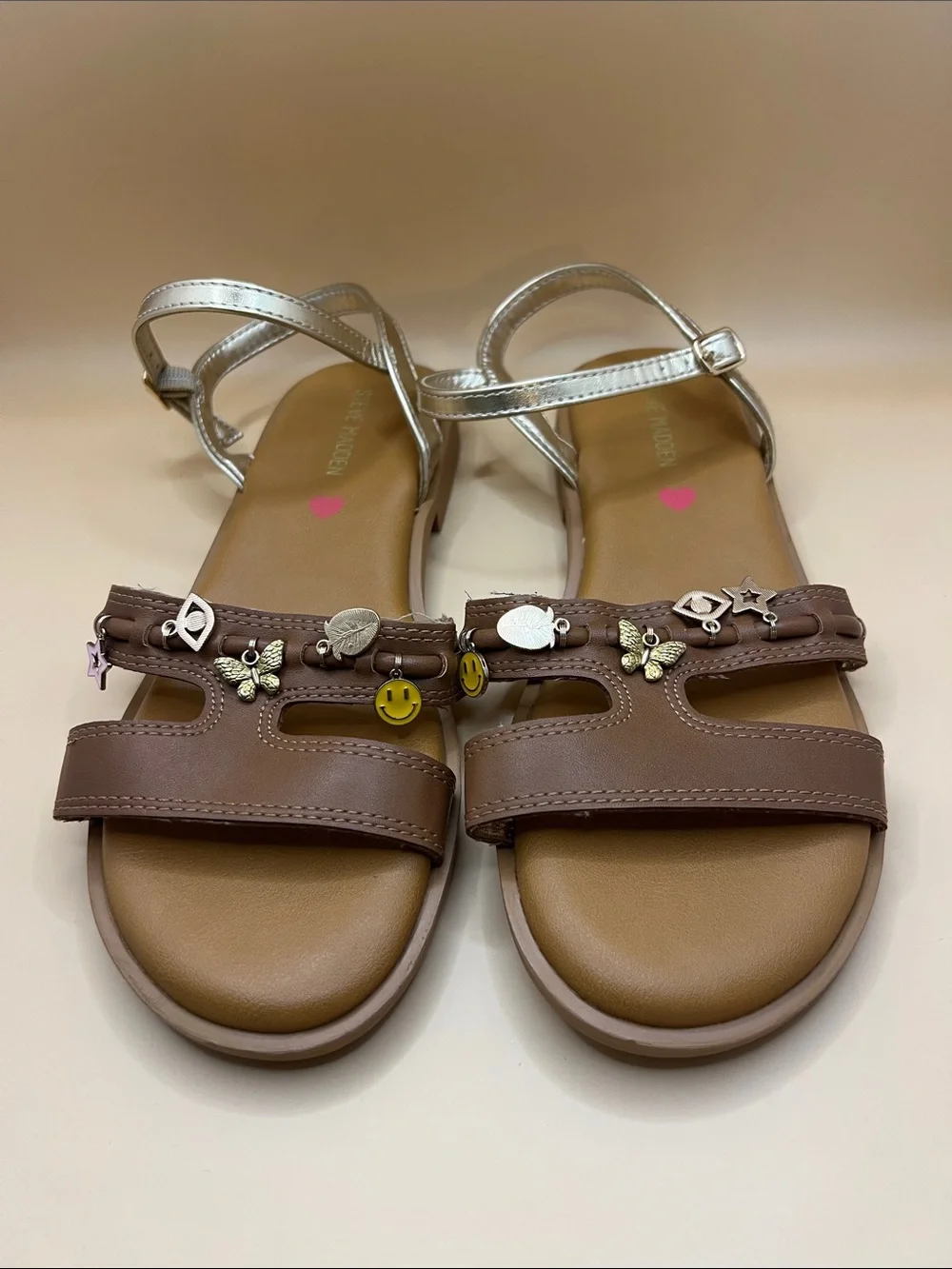 Steve Madden Tan Sandals with Gold Ankle Straps